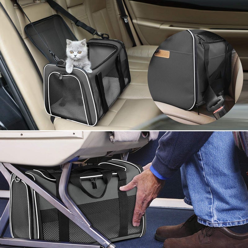 Akinerri Cat Carrier - Portable Foldable Dog Pet Carrier, Soft-Sided Pet Bag up to 15 Lbs, Airline Approved Travel Puppy Carrier - Image 5